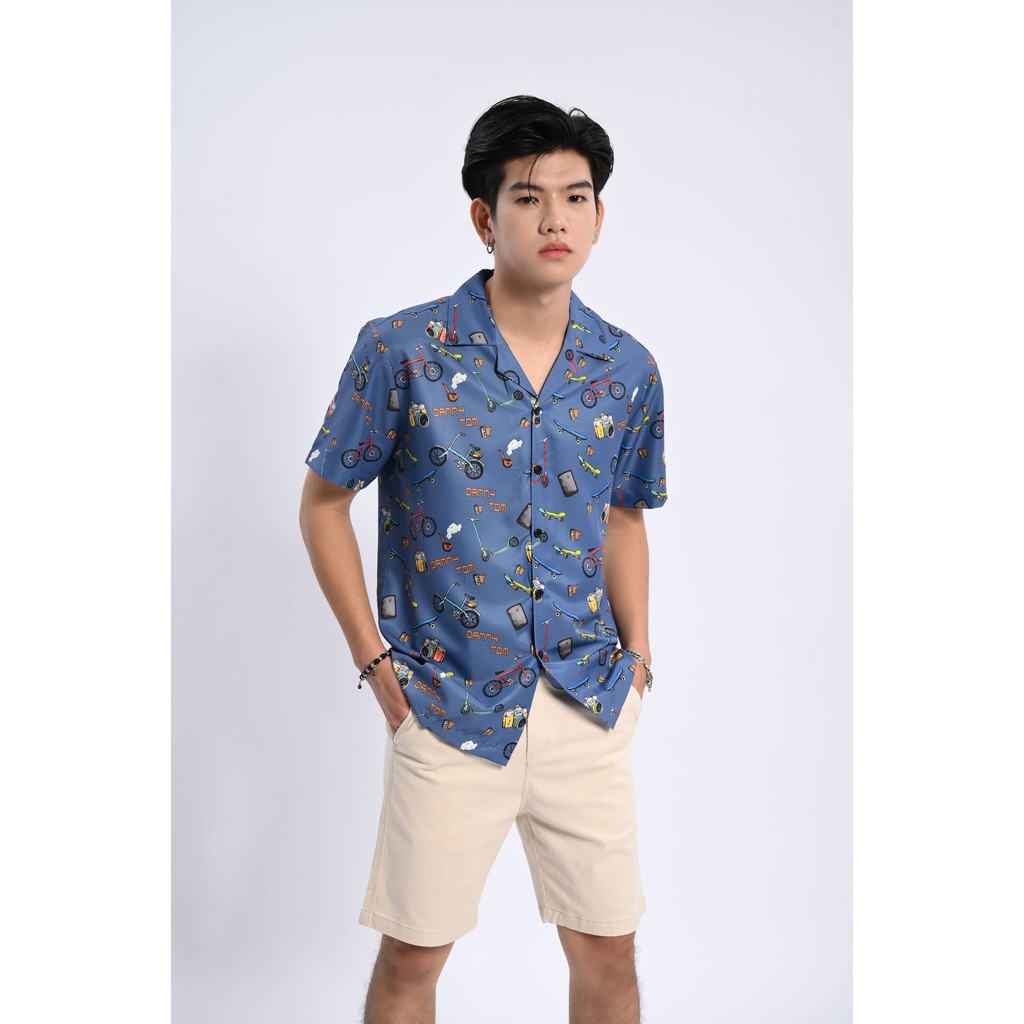 Áo sơ mi Tay ngắn Họa tiết Bicam, Vải lụa Thoáng mát, Chống nhăn Form Regular Fit, Chuẩn đẹp , Năng động DN06 - DANNYTOM | BigBuy360 - bigbuy360.vn