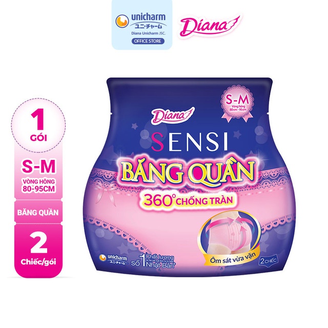 Combo 2 Băng vệ sinh dạng quần 360 độ DIANA size SM