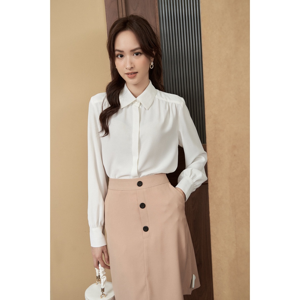✼☇Áo sơ mi cổ đức cầu vai bồng nẹp giấu khuy TIINSTORE AHD401