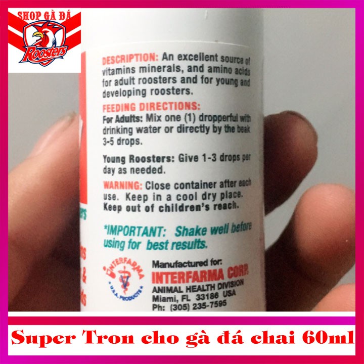 Supertron B12 60ml thuốc nuôi gà chế độ đá dạng nhỏ giọt