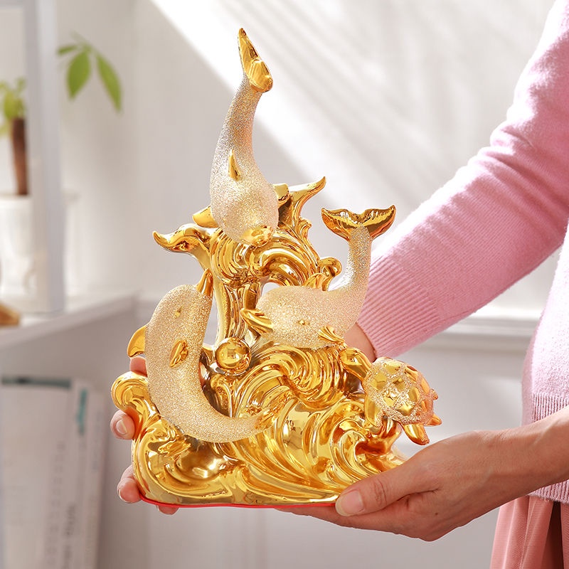 AIMI Cá Heo Sáng Tạo Bắc Âu Trang Trí Nhà Cửa Đồ Trang Trí Đơn Giản Gốm Sứ Mạ Vàng Trang Trí Phòng Khách