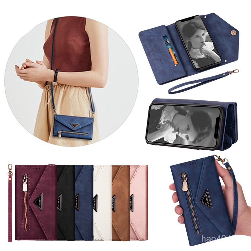 Flip Leather Case for Xiaomi Redmi Phone Case Xiaomi11 Ultra Note 10 9 Pro Note 9sCrossbody Card Holder Zip Lanyard Protective Shell