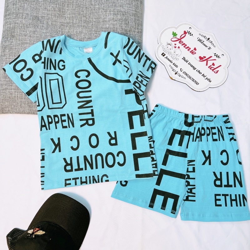 Bộ bé trai size đại cotton chạy chữ nổi siêu nét J332