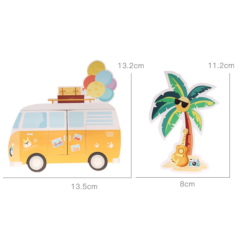 đồ trang trí bánh kem sinh nhật  [FREESHIP] bé trai đội chó con và ngôi nhà xe vàng