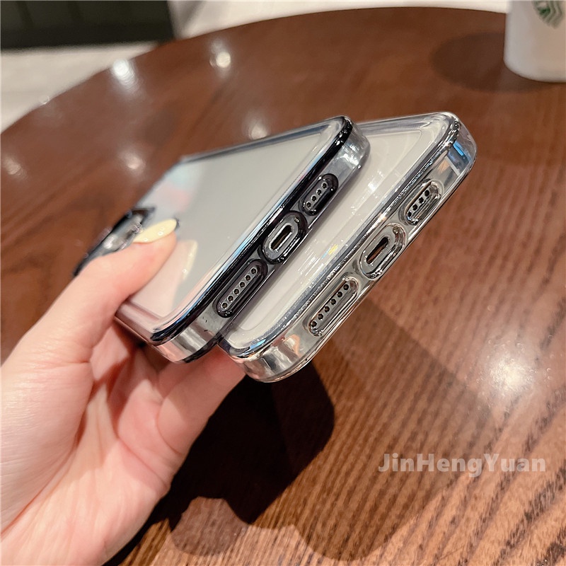 Ốp Điện Thoại Silicon Trong Suốt Mạ Viền Sang Trọng Chống Sốc Cho IPhone 13 12 11 Pro Max XR XS X