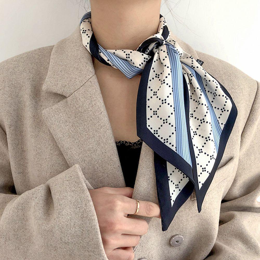 Khăn Choàng Cổ Vải Lụa Satin Họa Tiết Tranh Sơn Dầu Nhiều Màu Phong Cách Bohemian