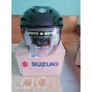Nón bảo hiểm 3/4 nam nữ SUZUKI đen bóng