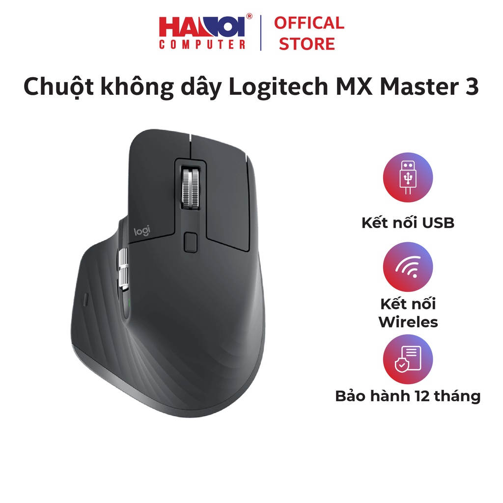 Chuột không dây Logitech MX Master 3 kết nối USB, di chuyển dễ dàng trên mọi bề mặt