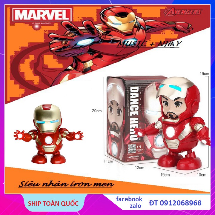 Đồ Chơi Siêu Nhân Iron Man-Mở Mặt-Có Nhạc-Nhảy Múa-Có Đèn Led Nhấp Nháy Rất Đẹp ( Nhựa ABS An Toàn-Có Video )