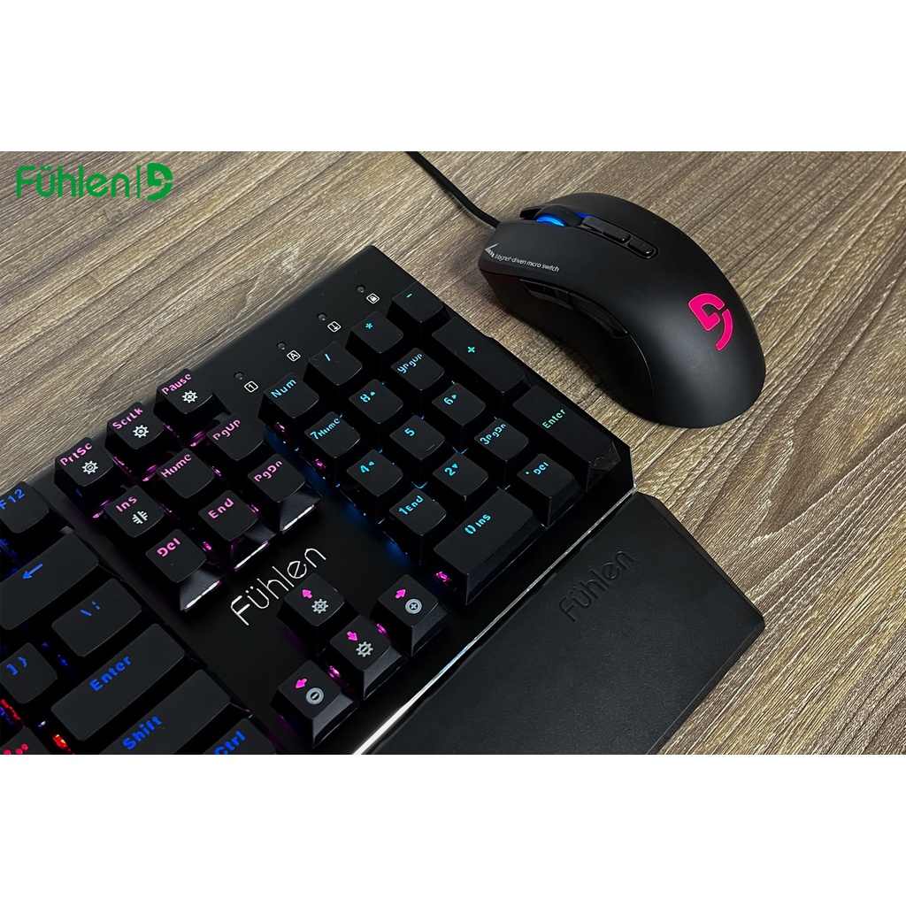 Bàn phím cơ Blue switch Fuhlen D (Destroyer), Phím Gaming Led RGB 7 màu RAINBOW