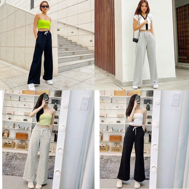 Quần Dài Nữ Ống Rộng Dây Rút Chất Nỉ Da Cá Mềm Mịn Co Giãn Tốt Mặc Đẹp Dễ Phối Đồ Đi Chơi [NEW UNISEX]