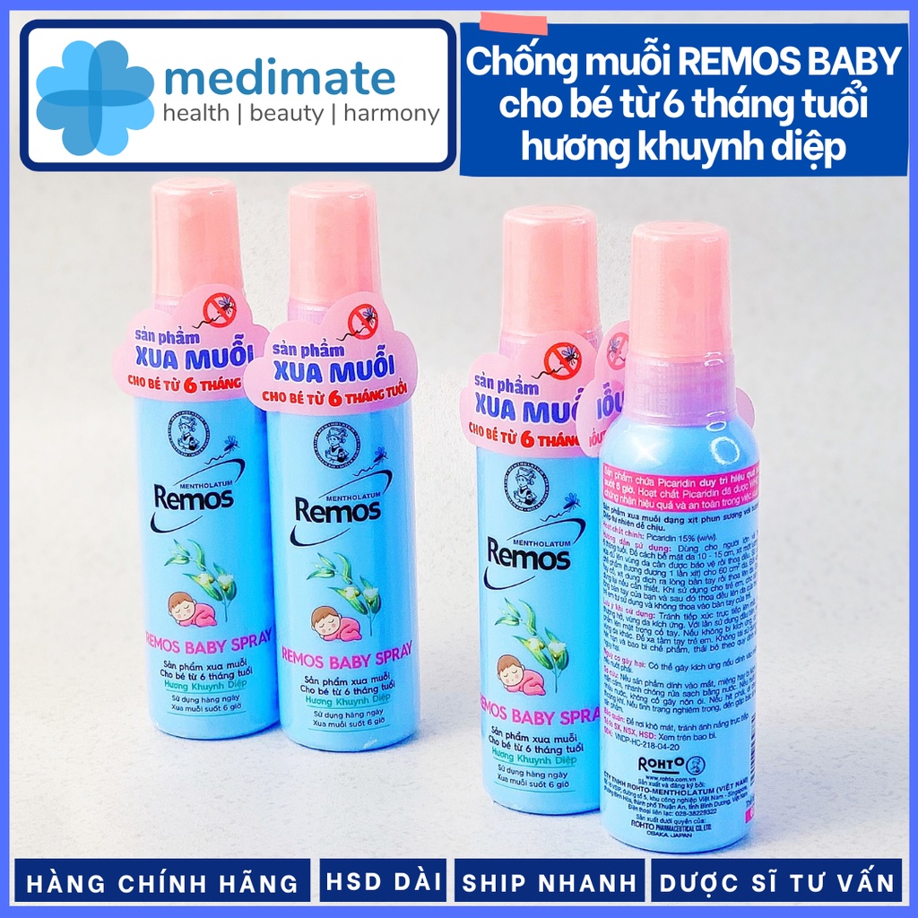 Remos baby chống muỗi an toàn cho bé từ 6 tháng tuổi hương khuynh diệp dạng kem và xịt