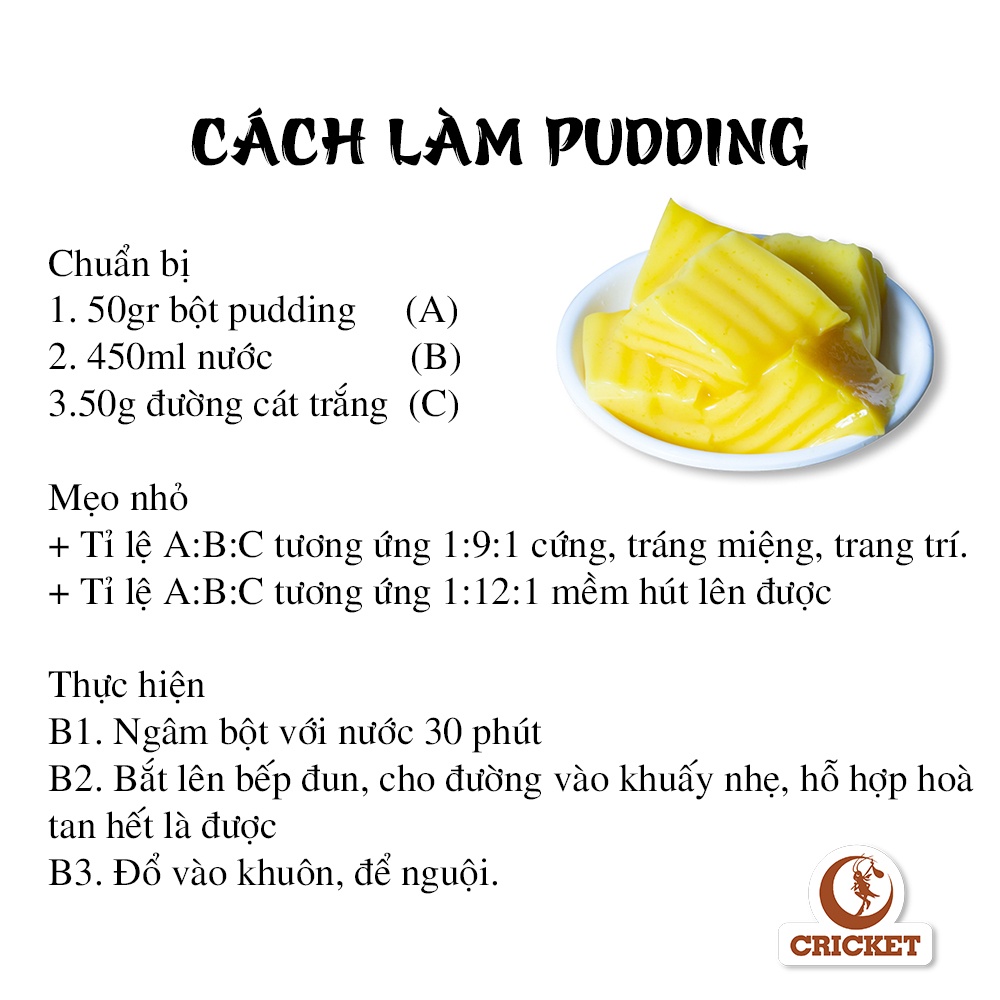 Bột Pudding BenusCream-Thạch Pudding Mềm Mịn Vị -Túi 1kg Trà Sữa CRICKET