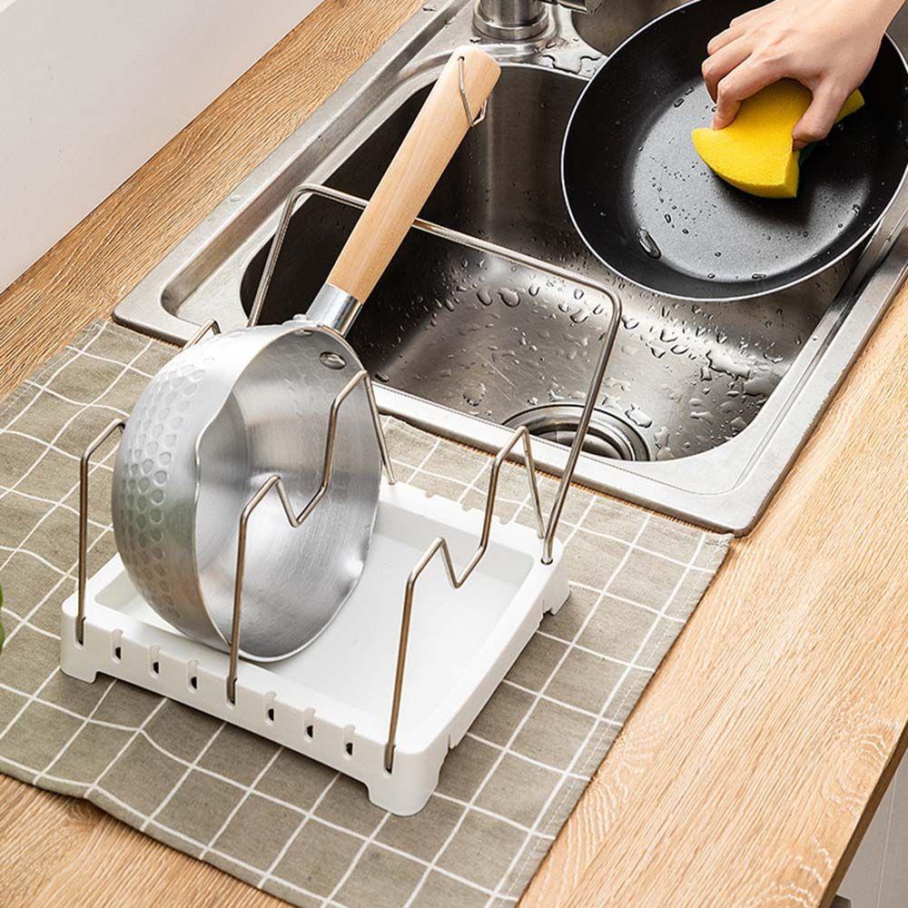 Giá Đỡ Nắp Nồi Bằng Thép Không Gỉ Thiết Kế Thoát Nước Tiện Dụng Cho Nhà Bếp
