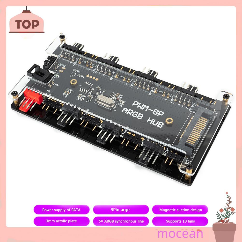 Bộ Chia Nguồn Sata 1 Sang 8 Quạt 12v 4 Pin Pwm Argb
