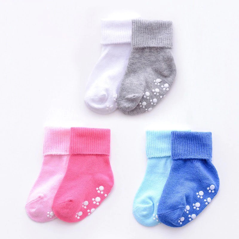 Vớ Cotton Dài Mềm Mại Co Giãn Thoáng Khí Chống Trượt Màu Kẹo Ngọt Dành Cho Trẻ Em