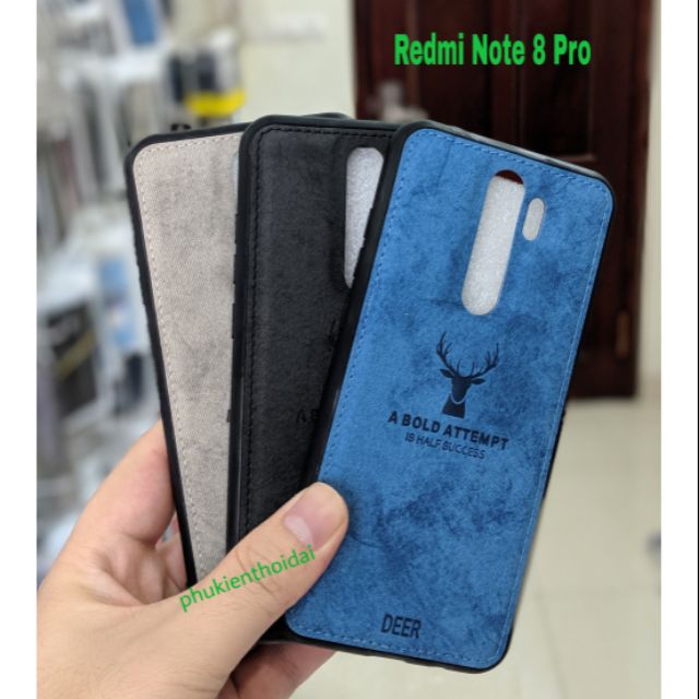 Ốp lưng Redmi Note 8 Pro vải mền đều hình đầu hươu cao cấp