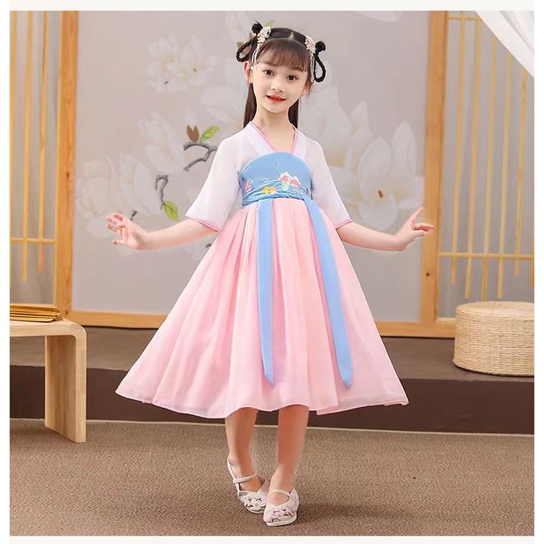 Đầm Hán Phục Thời Trang Mùa Hè 2022 Phong Cách Trung Hoa Cổ Điển Cho Bé Gái