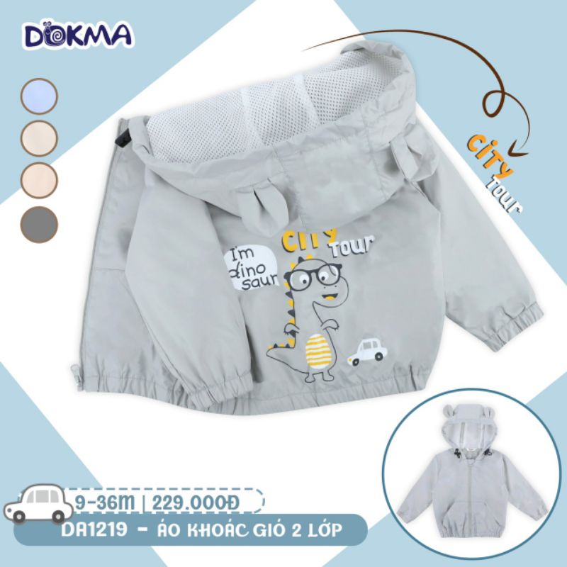 Áo khoác gió mũ phối tai xinh cho bé - DOKMA