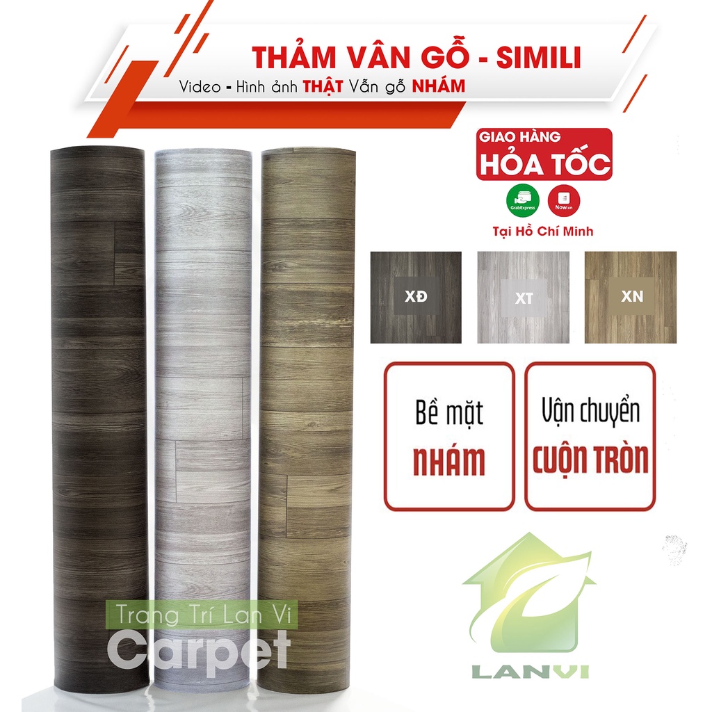 Thảm trải sàn simili, thảm lót trải phòng sàn giả gỗ nền nhựa pvc nhám giá rẻ dày 0.5mm nhiều mẫu