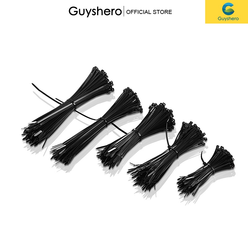 Set 50 dây cột cáp GUYSHERO bằng nylon trơn đen chất lượng