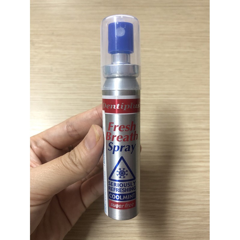 Xịt thơm miệng Dentiplus Fresh Breath Spray KHÔNG ĐƯỜNG nhập khẩu Anh