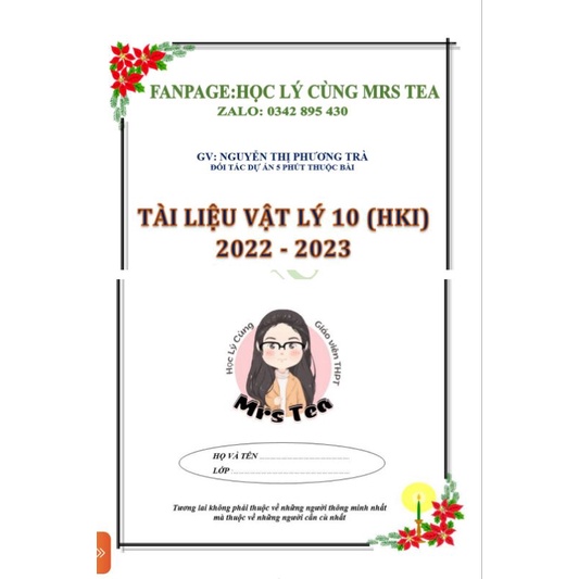 Tài liệu học tập Vật lý 10 HK1 chương trình mới không có đáp án