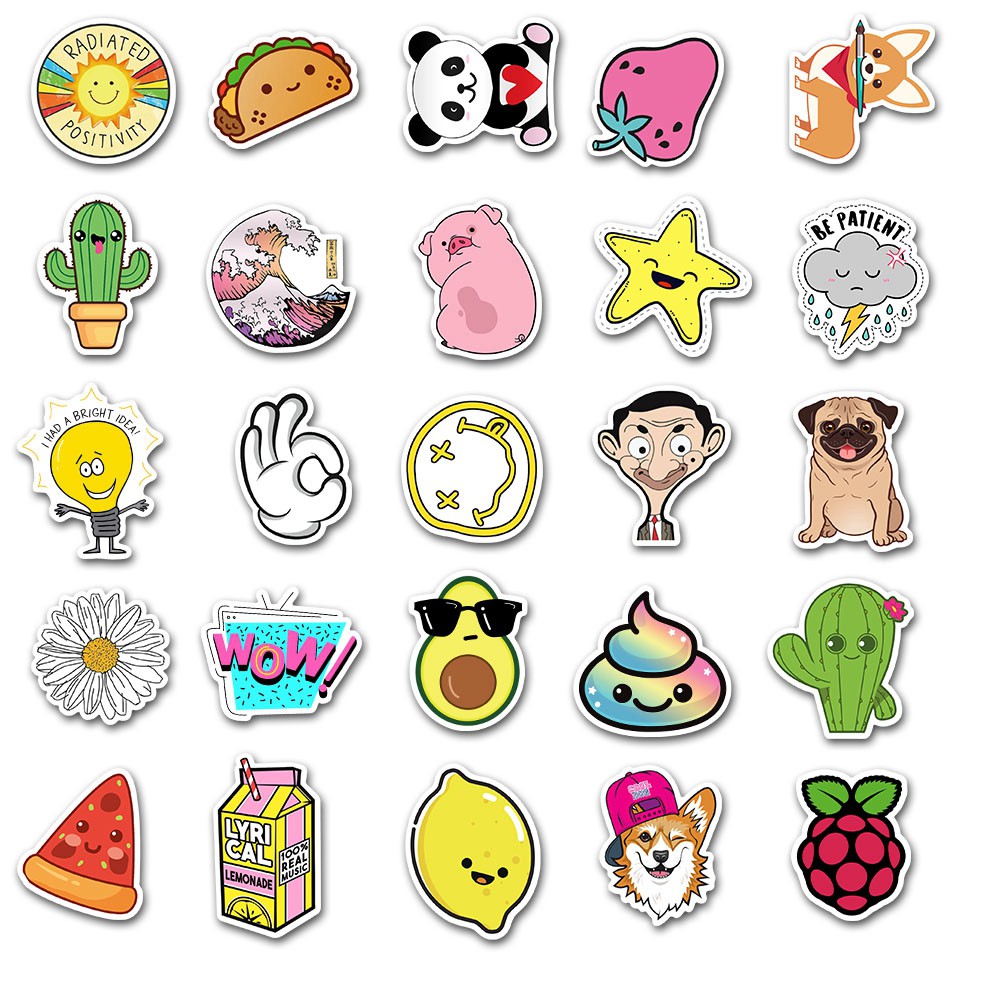 Set 50 nhãn dán chống nước xinh xắn dùng làm đồ trang trí | BigBuy360 - bigbuy360.vn