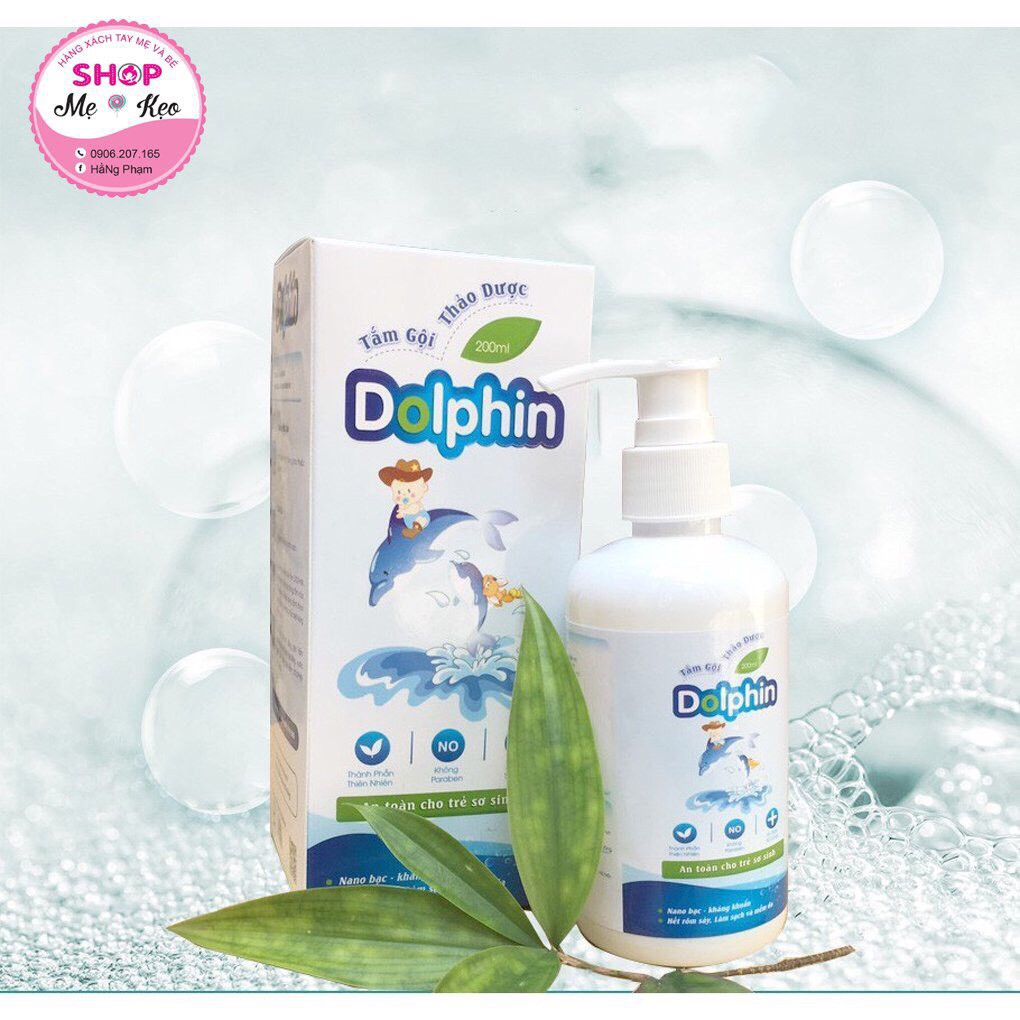 (Date 2023) Sữa tắm thảo dược Dolphin cho bé (200ml)  không cay mắt an toàn cho bé - ngăn ngừa rôm sẩy bảo vệ làn da