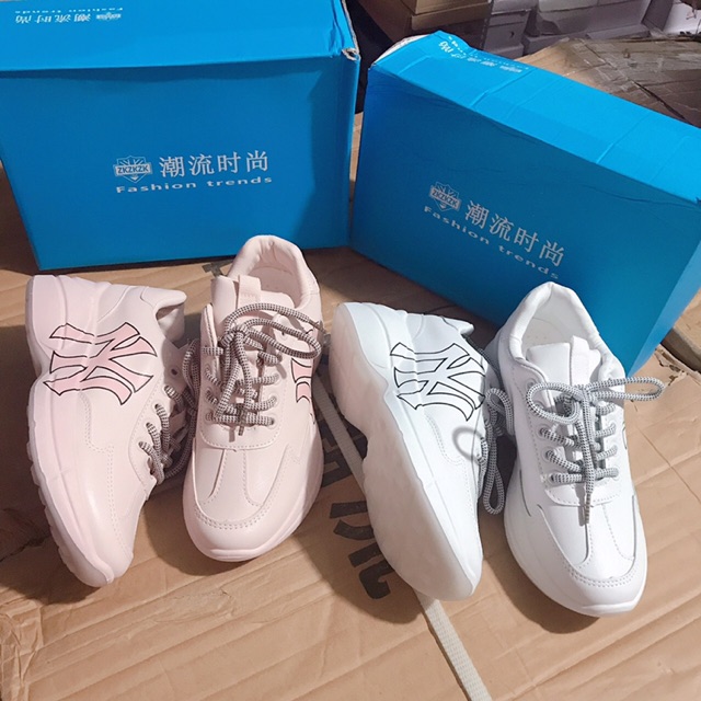 Bán sỉ giày thể thao nâng đế 5p chữ NY dây vằn xịn xò đi cực tôn dáng