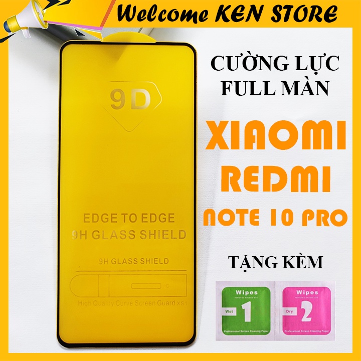 Kính Cường Lực Xiaomi Redmi Note 10 Pro 9D Full Keo Full Màn Hình - Miếng Dán Màn Hình Cao Cấp - Viền Đen