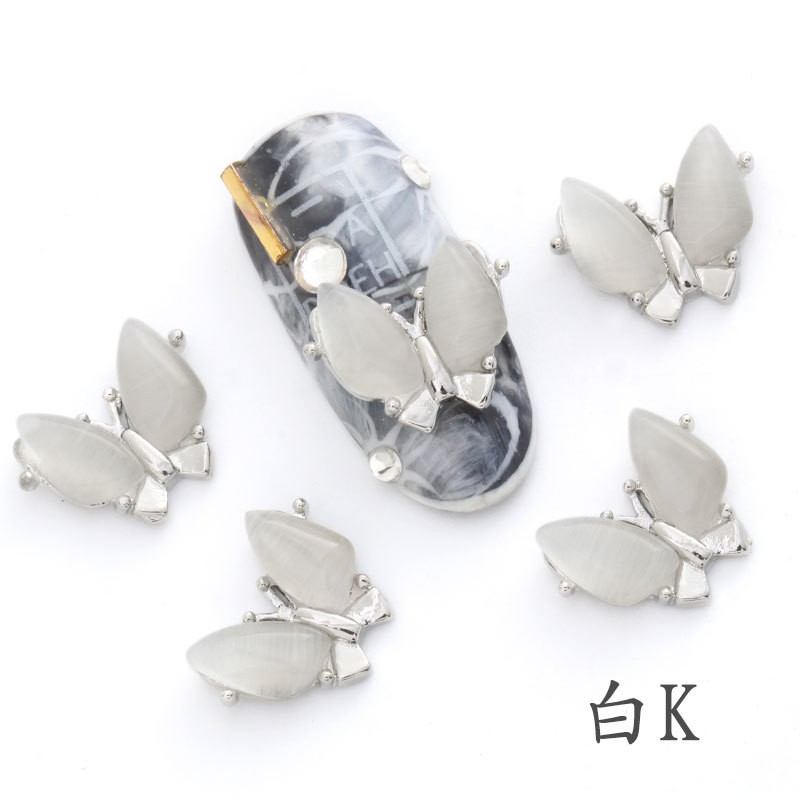 [Hàng mới về] Phụ Kiện Trang Trí Móng Tay Hình Bướm Đính Đá Hổ Phách Ba Chiều Diy