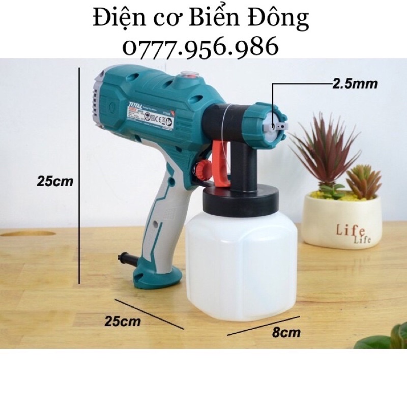 Máy phun sơn FREESHIP Máy phun sơn Total TT3506 - 450W hoạt động bằng nguồn điện, là dụng cụ để sơn vật liệu..