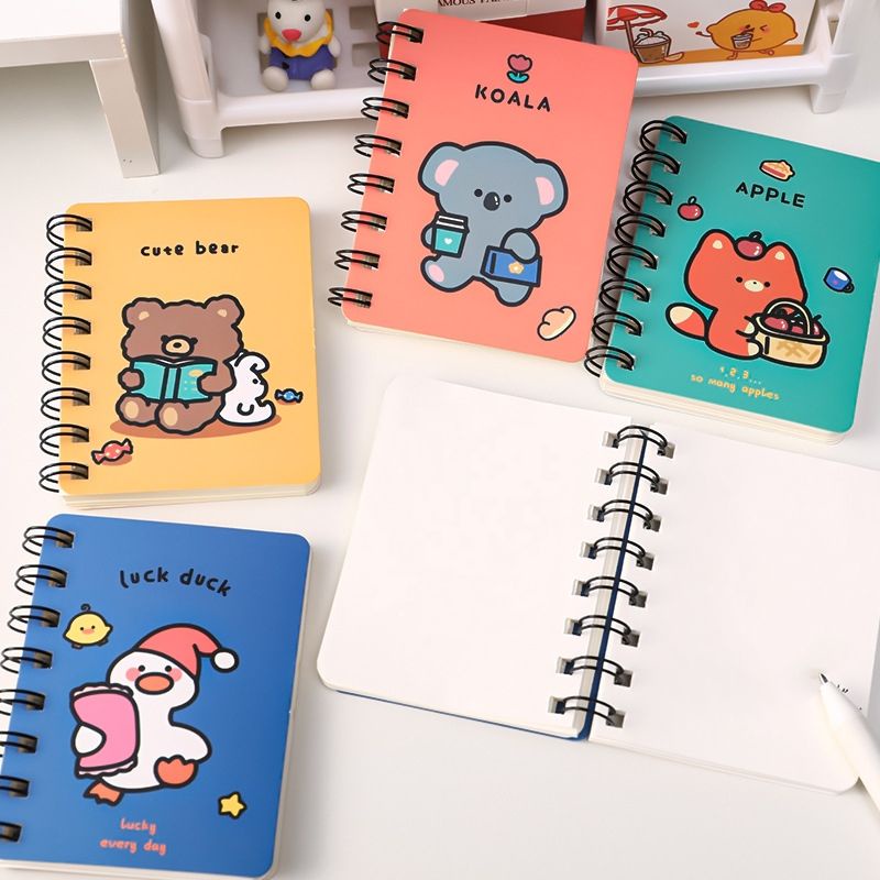 Sổ tay gáy lò xo A7 mini mẫu phi hành gia, mẫu thú gấu voi vịt, hành tinh cute