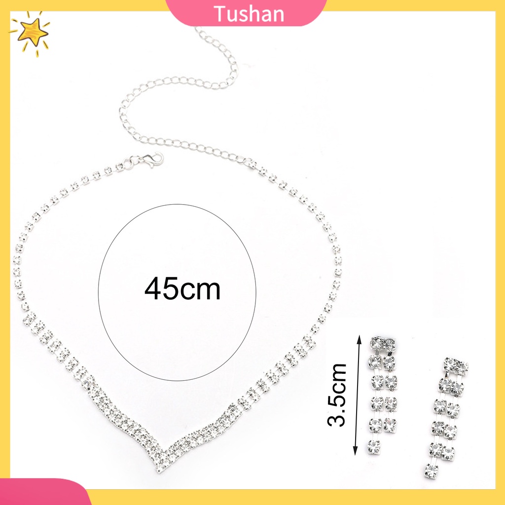 Bộ Vòng cổ Và Bông Tai Mặt Hình Chùm Hoa Tinh Tế Cho Nữ