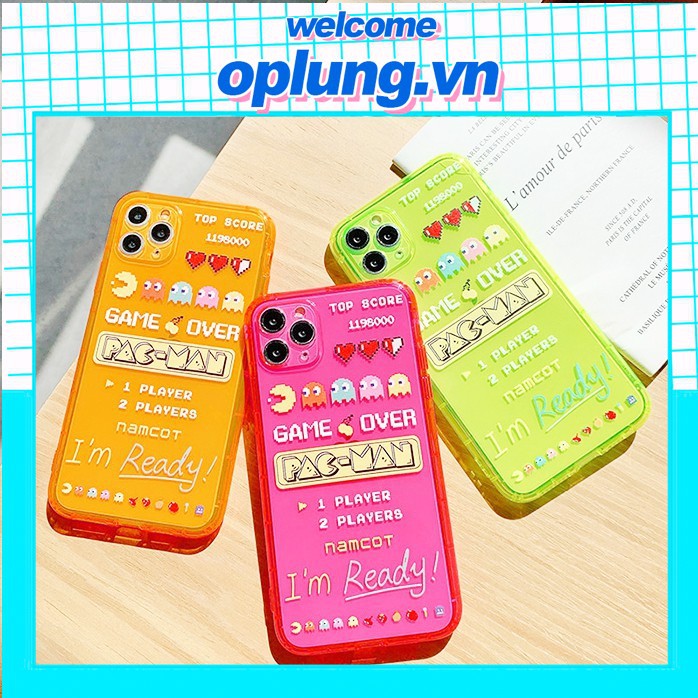 Ốp lưng iphone Pacman game neon 6/6plus/6s/6s plus/6/7/7plus/8/8plus/x/xs/xs max/11-d04