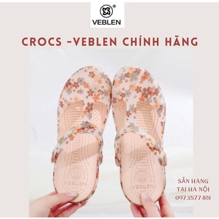 sẵn Crocs nữ, giày nhựa đi mưa Veblen hoạ tiết nhỏ xinh