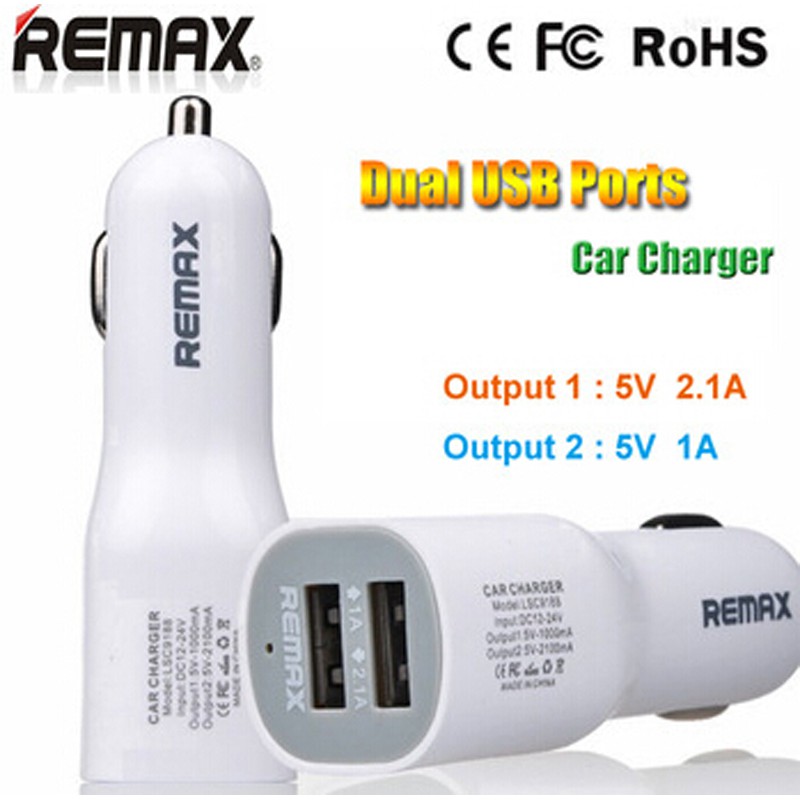 Cóc sạc xe hơi remax 2 cổng usb