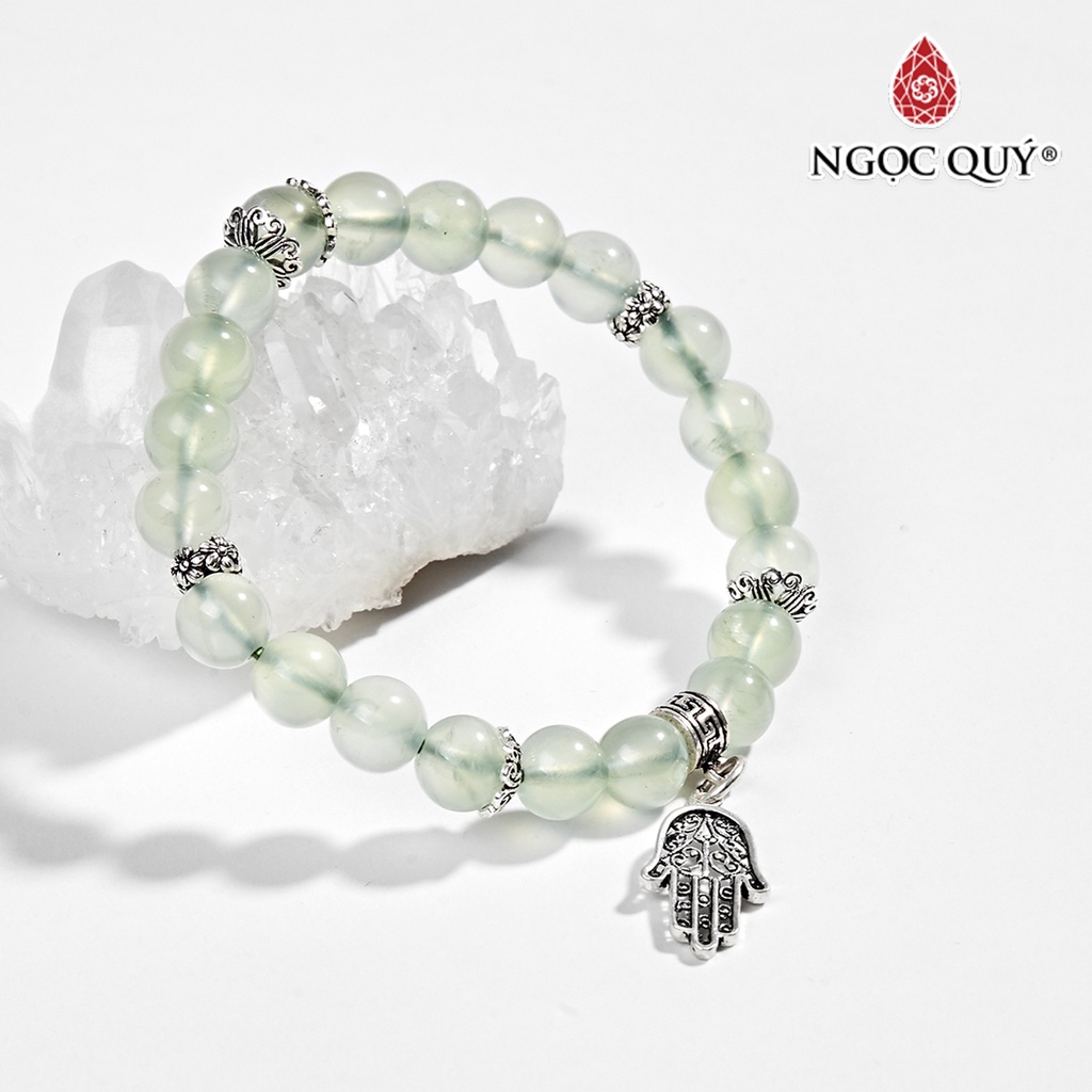 Vòng TA xanh phối charm bạc - Ngọc Quý