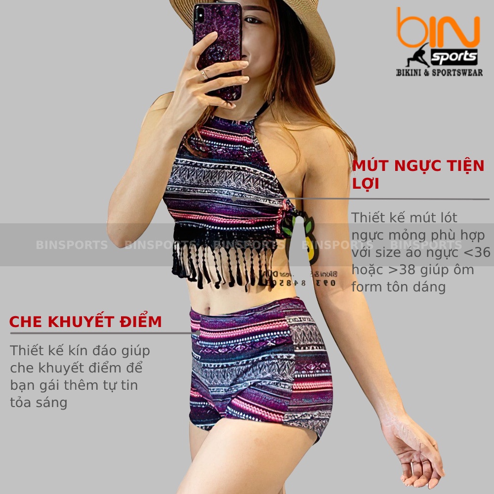 Bộ Bơi Nữ Yếm Đùi Hai Mảnh Freesize Bin Sports BHV128 v1
