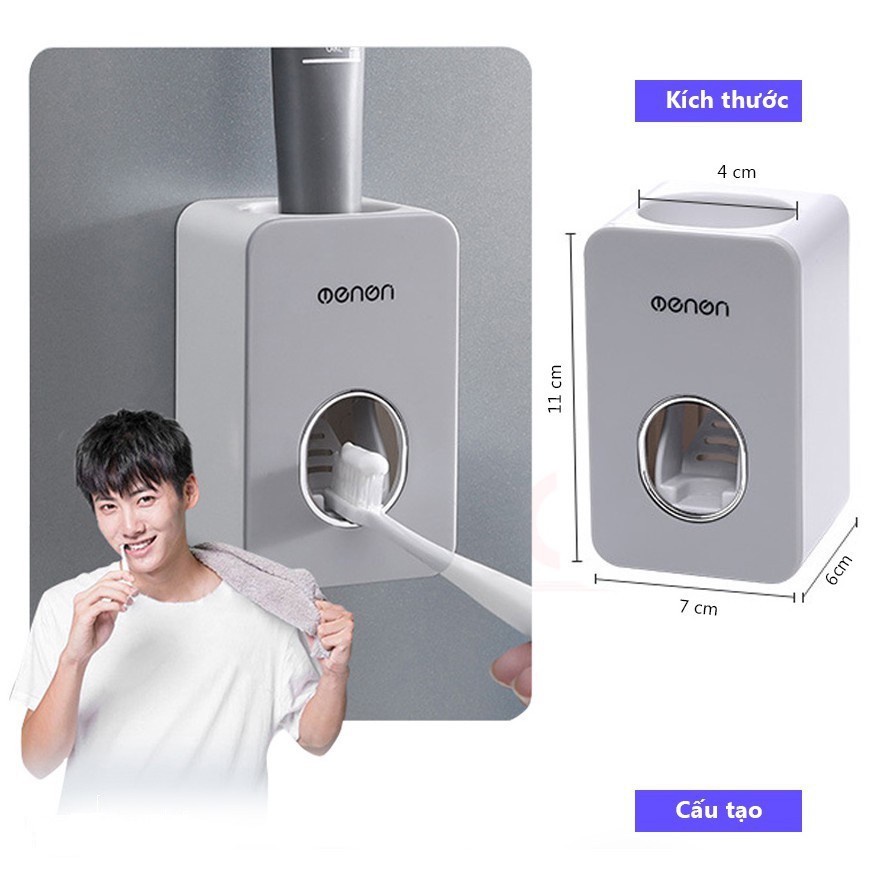 Dụng Cụ Lấy Kem Đánh Răng Dán Tường Oenon Màu Trắng Xám Sang Trọng, Bộ Hộp Nhả Kem Tự Động Nhà Tắm Thông Minh Cao Cấp