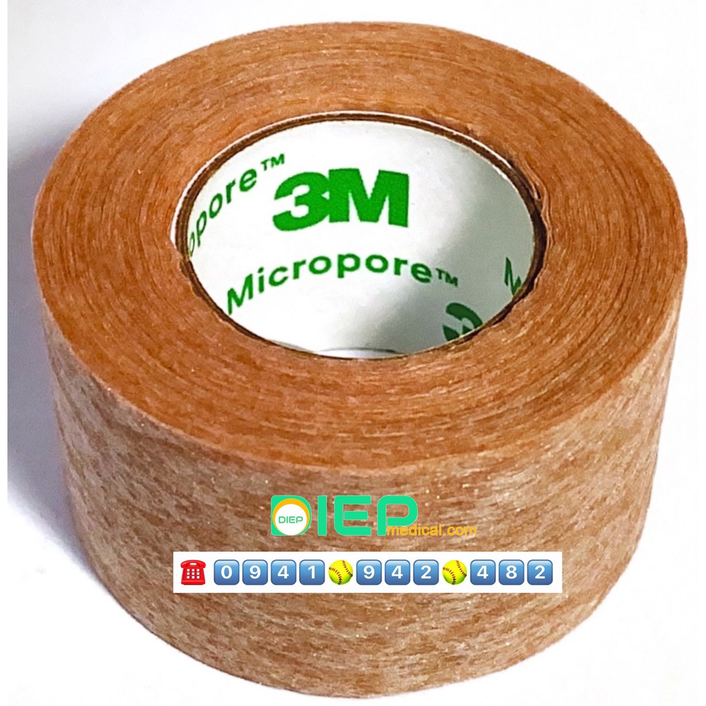 ✅ 3M MICROPORE 1533-1 (1 hộp 12 cuộn 2.5cmx9.1m) - Băng keo giấy y tế màu nâu (Chính hãng 3M - Mỹ)
