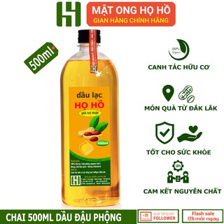 Chai 500ml Dầu Đậu Phộng Họ Hồ Nguyên Chất organic không cholesterol tốt cho tim mạch - Dầu Lạc