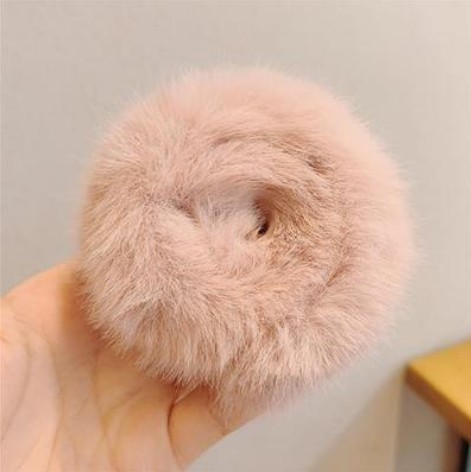 Dụng cụ buộc tóc co dãn phối lông xinh xắn cho nữ