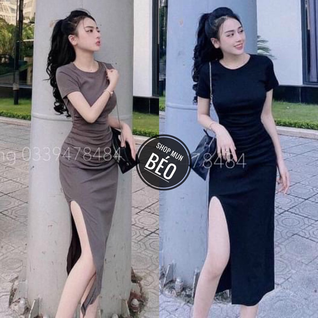 Đầm Body Phom Dài Nhún Sườn Xẻ Đùi Thun Borip Thích Hợp Mặc Đi Tiệc Đi Làm Đi Chơi Phù Hợp Với Mọi Phong Cách