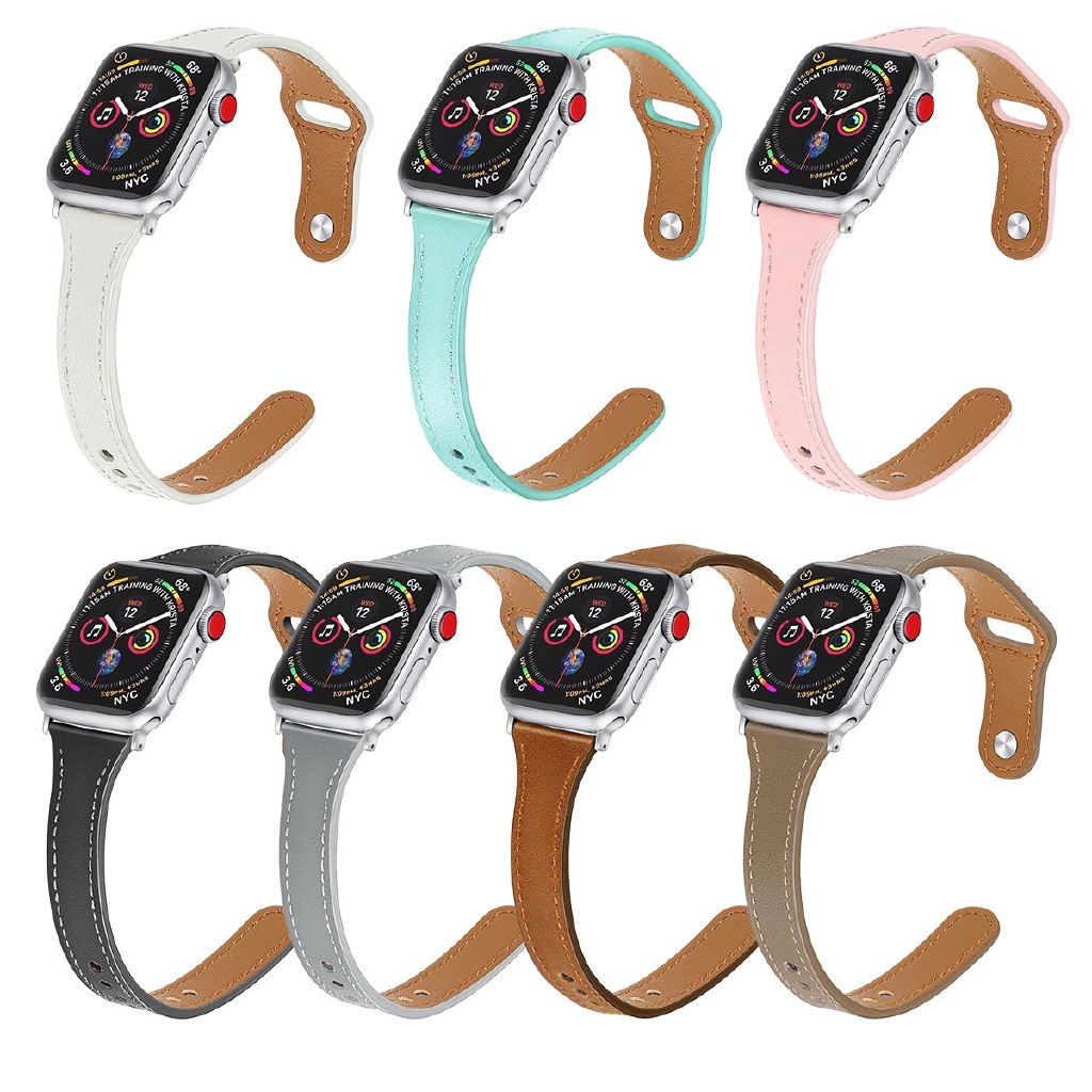 Dây Đeo Bằng Da Thật Cho Đồng Hồ Thông Minh Apple Watch Series 6 / 5 / 4 / 3 / 2 / 1 / Se Iwatch 38mm 42mm 40mm 44mm