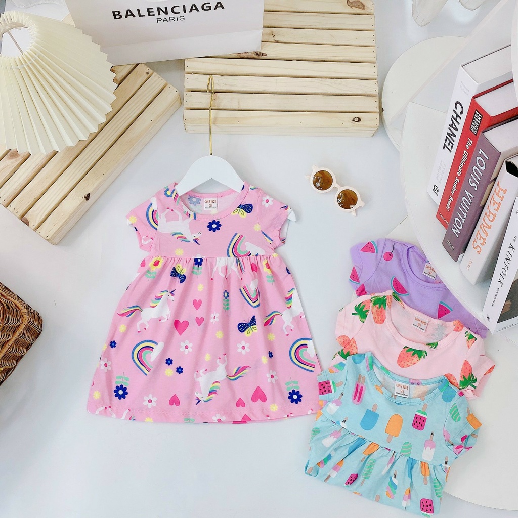 Đầm váy mùa hè cho bé gái size 6-18kg chất thun cotton mềm mịn mát