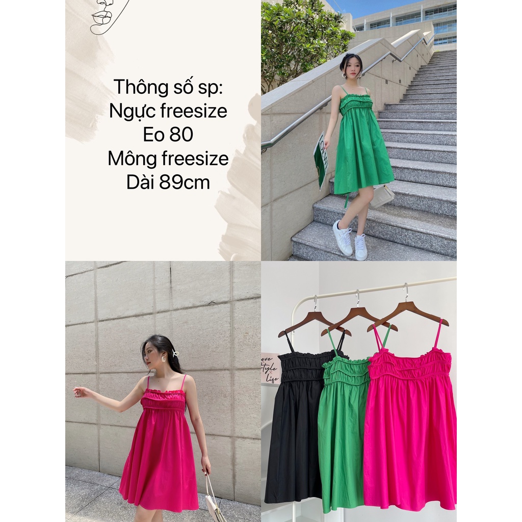 ĐẦM HAI DÂY NHIỀU MÀU NHÚN NGỰC XINH XẮN - HARLEY DRESS