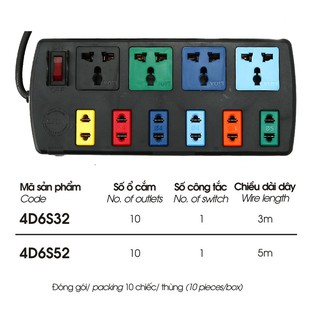 Ổ cắm điện 10 ổ cắm lioa 4d6s32