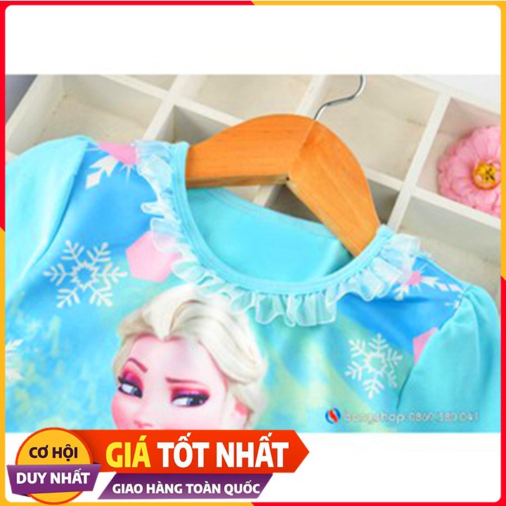 Váy Đầm Elsa Dài Tay Cho Bé Gái Màu Xanh Đủ Size 110 - 150